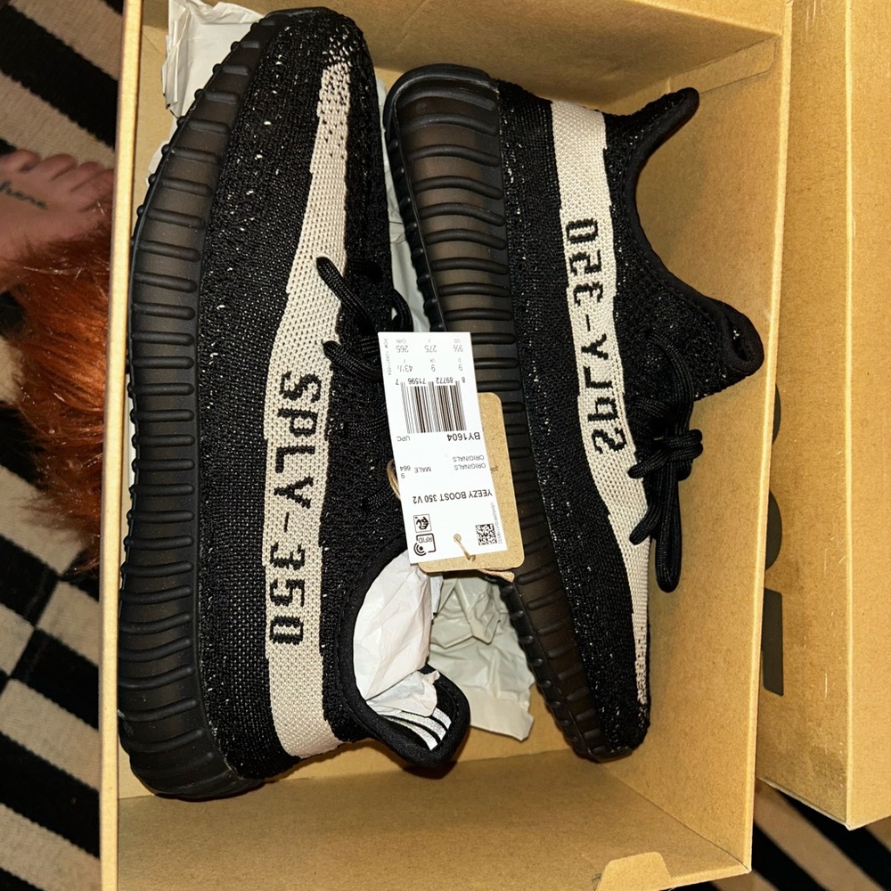 Adidas Yeezy Boost 350 V2 Core Black White. Brand new with tags - 9.5